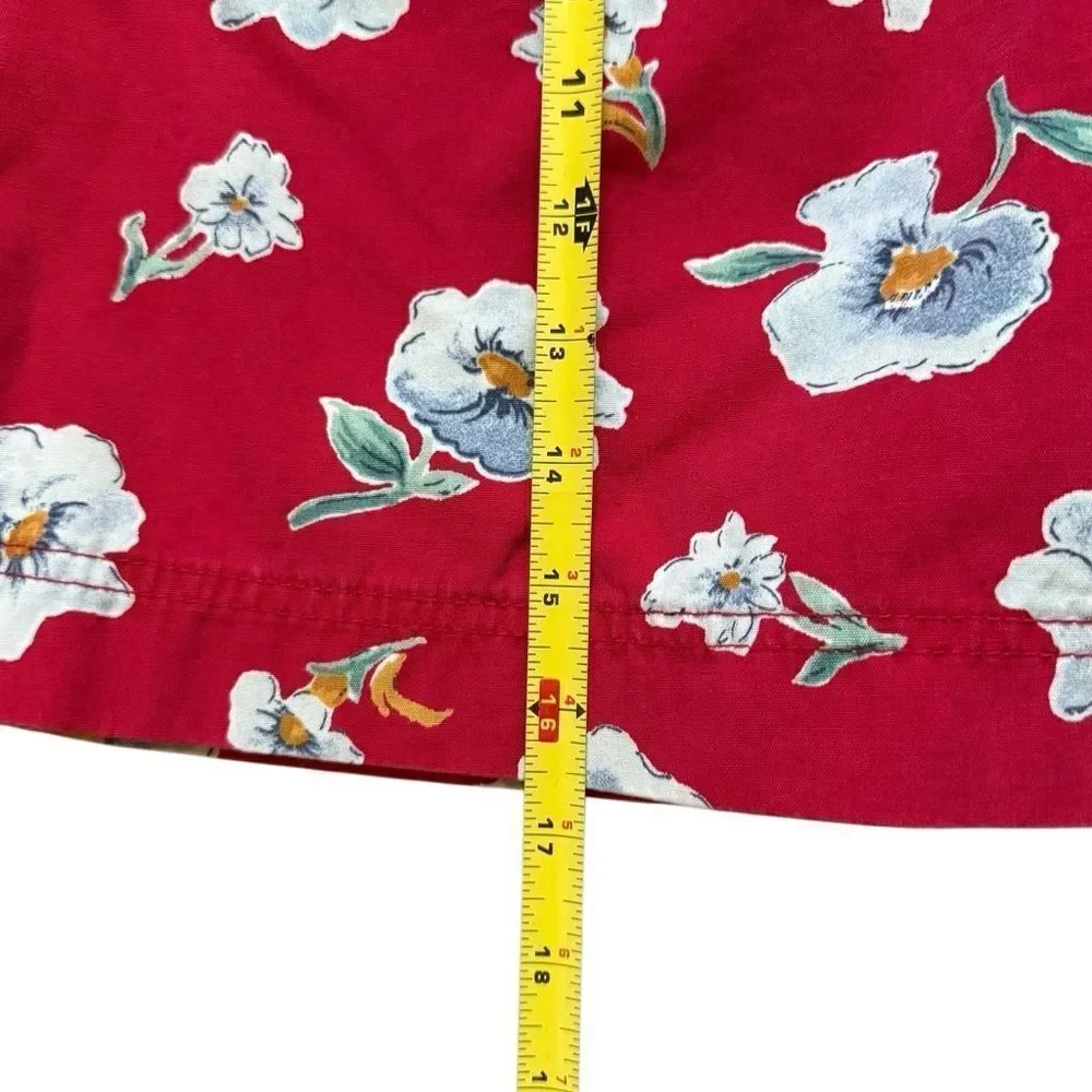 Vintage 90s LizWear Womens 2P Petite Red Floral Cotton Skort Skirt Shorts